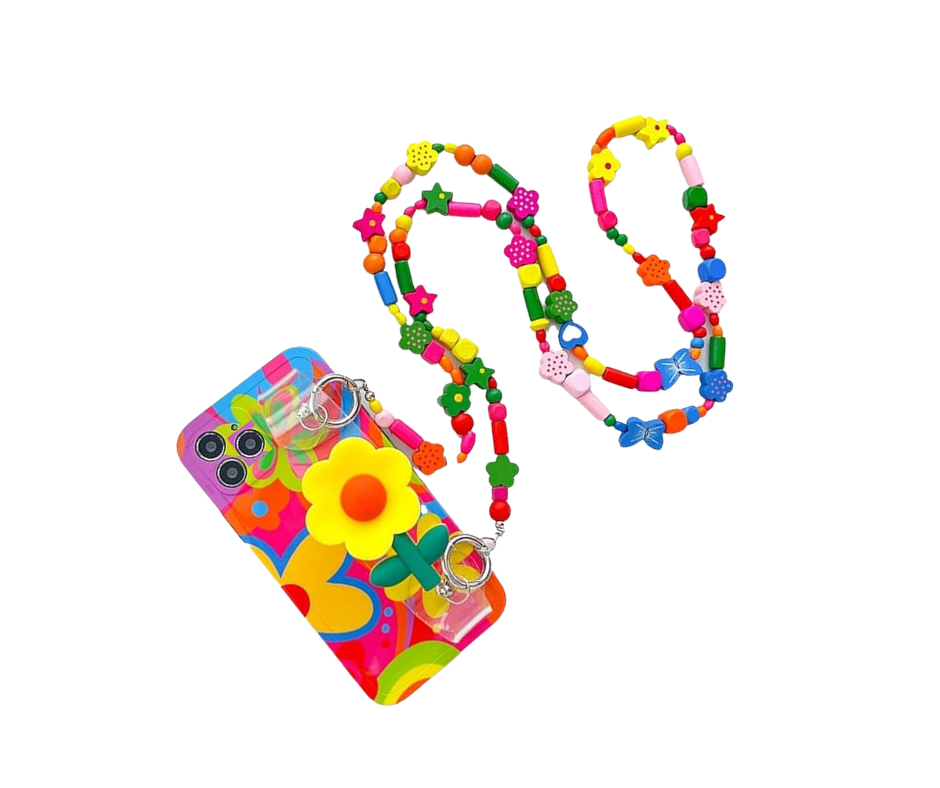 Flower Wrist Strap Phone Case Cross-body Lanyard