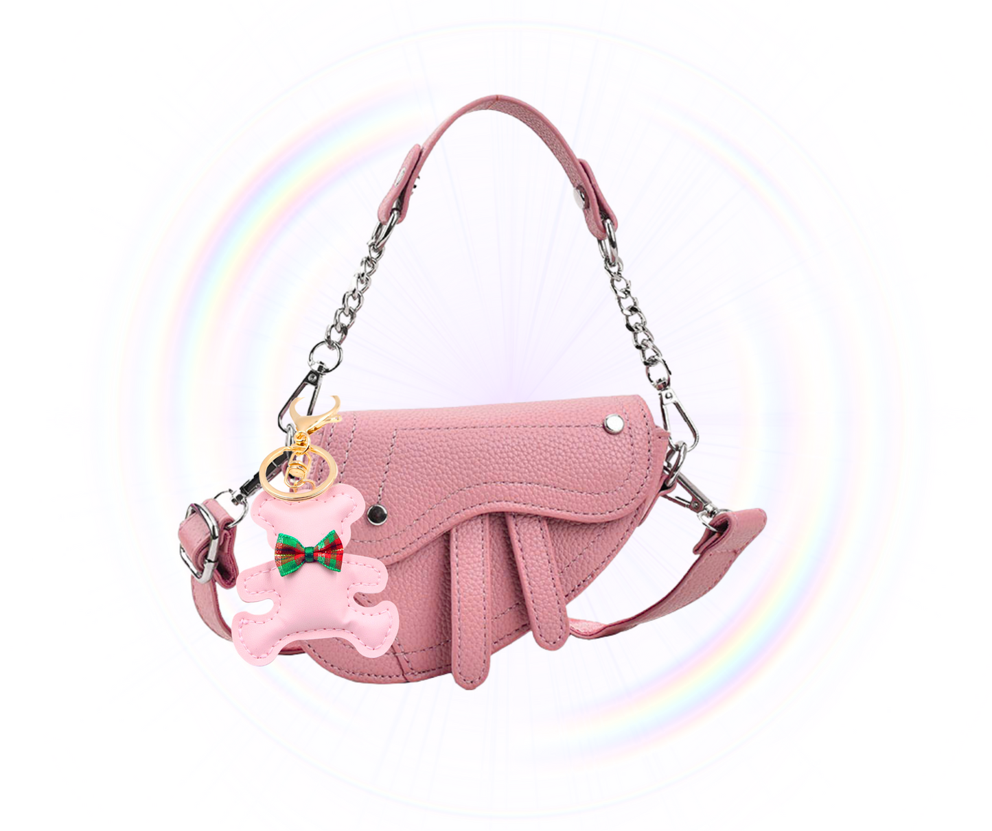 Glam Style Leather Crossbody Bag & Trendy Bag Charm Pendant