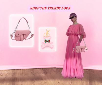 Glam Style Leather Crossbody Bag & Trendy Bag Charm Pendant
