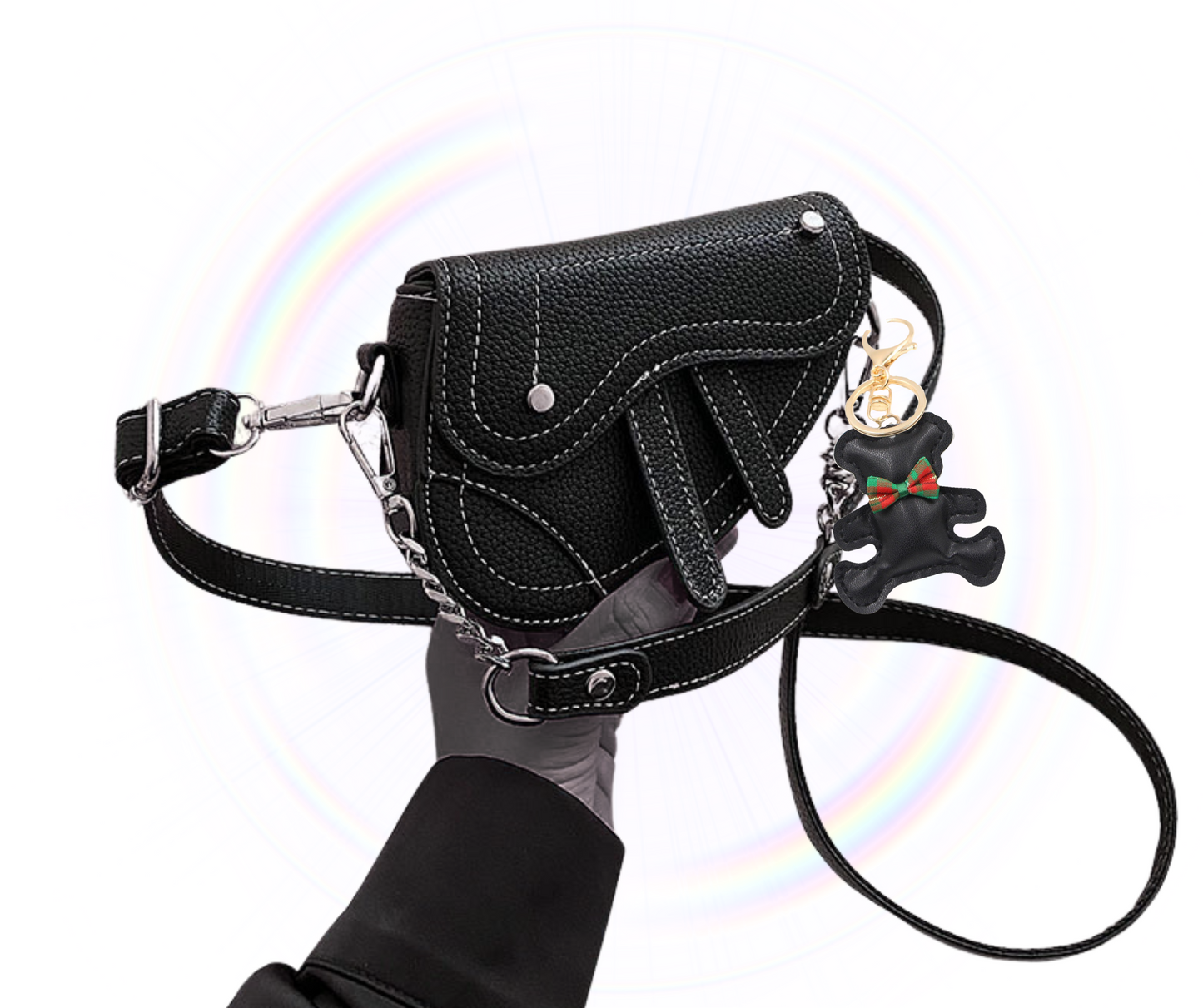 Glam Style Leather Crossbody Bag & Trendy Bag Charm Pendant