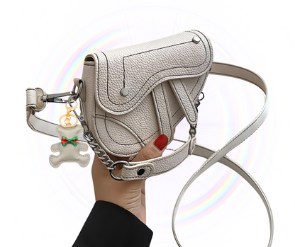 Glam Style Leather Crossbody Bag & Trendy Bag Charm Pendant