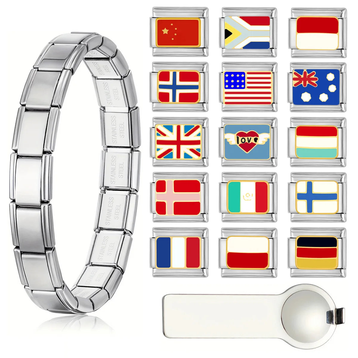 WORLD FLAGS Traveler Charms Bracelet_THECHARMTREND_ONLINE_SHOPPING