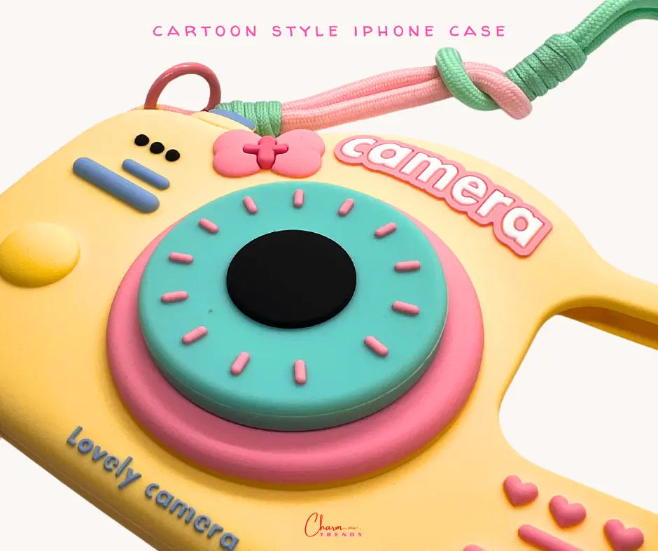 Cartoon Style iPhone Charm Case & Hand Strap. Charm Trends