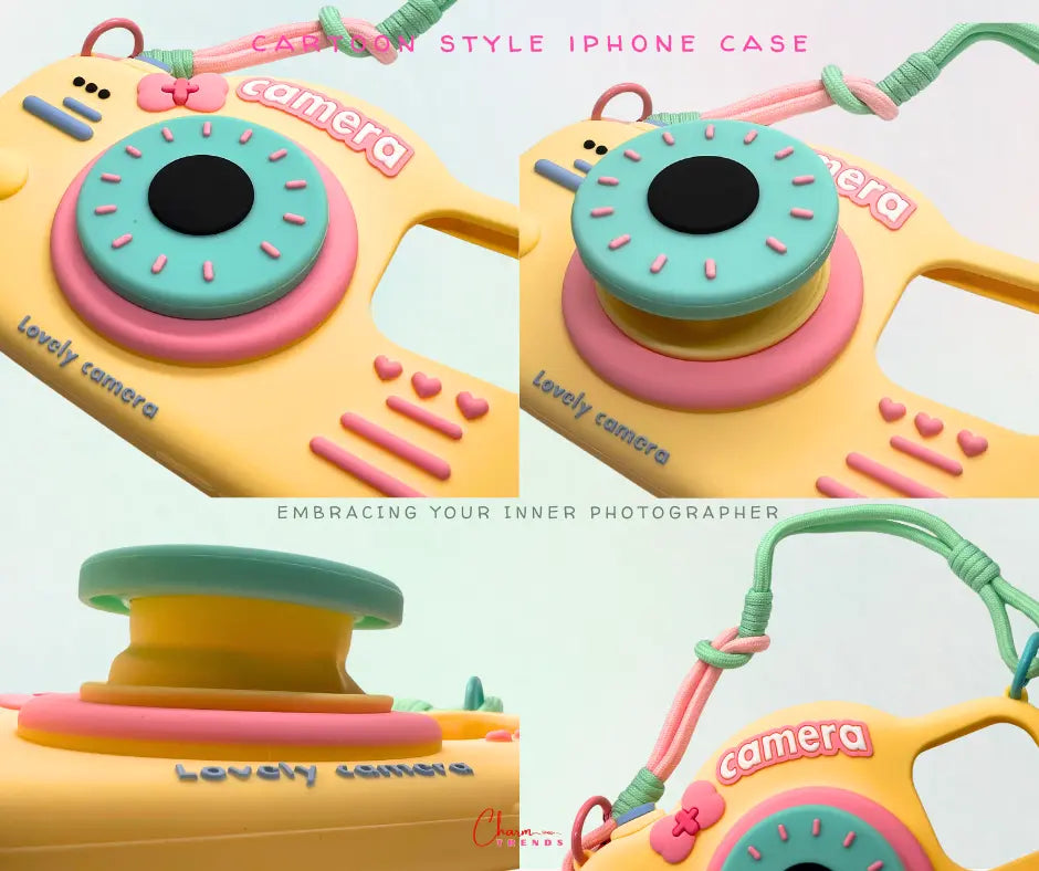 Cartoon Style iPhone Charm Case & Hand Strap. Charm Trends