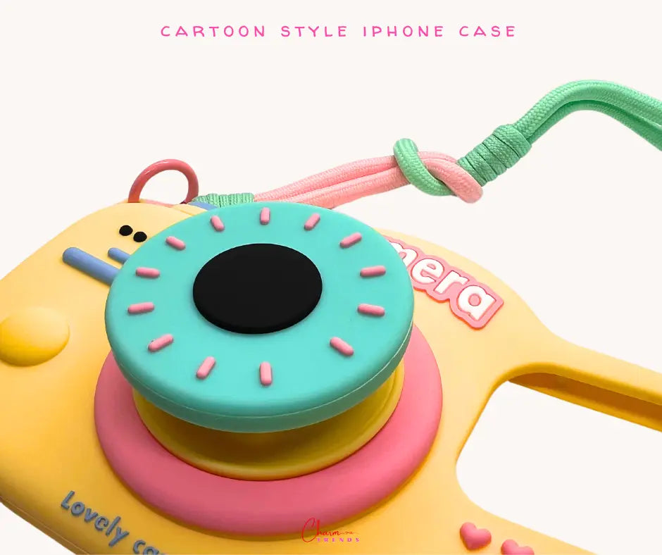 Cartoon Style iPhone Charm Case & Hand Strap. Charm Trends